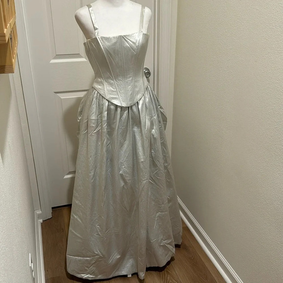 Gunne Sax x Jessica McClintock satin corset ball gown bustle back size 3/4 - Picture 1 of 15